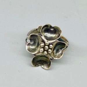 Vintage Sterling Silver Handmade Flower Ring